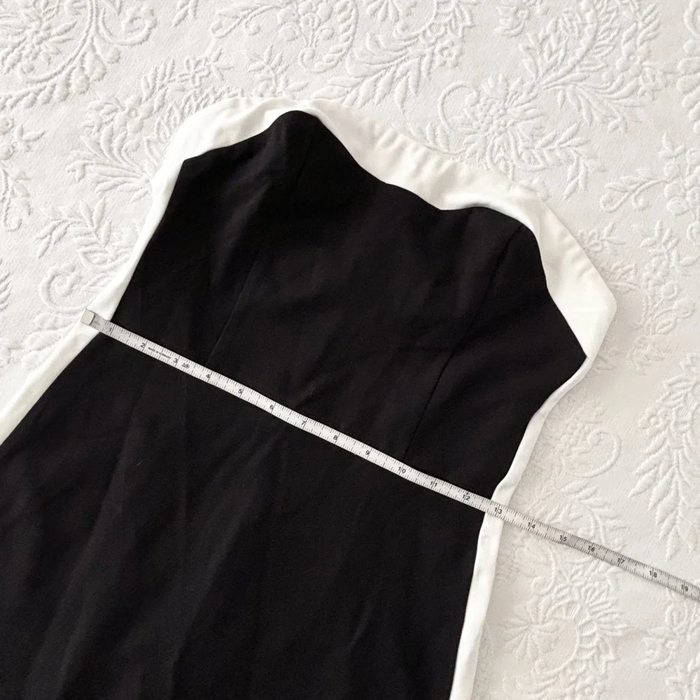 NWOT Lulus Impressive Edge Black Color Block Strapless Midi Dress Medium - Picture 7 of 7
